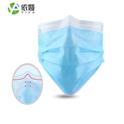 Disposable blue non-woven face mask 3 layer paper mask